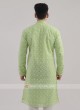 Lucknowi Work Kurta Pajama In Light Green